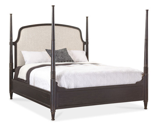 Hooker Furniture Americana King Upholstered Poster Bed in Black
