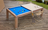 Outdoor Pool Table with matching dining top option at Sawyer Twain