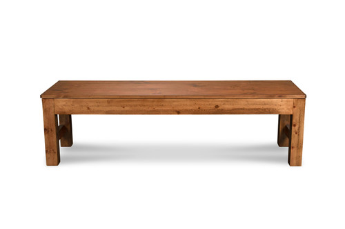 Front-facing view of the Dark Bud Pine Billiards Storage Bench, highlighting its solid hardwood frame and sleek finish.