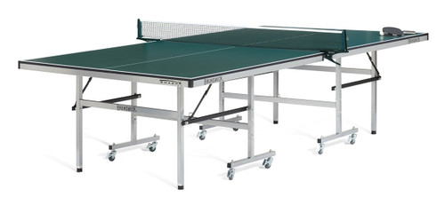 ¾ angled view of the Brunswick Smash 3.0 Indoor Table Tennis Table, featuring its green playfield, white deck graphics, and black frame—shown against a white background.