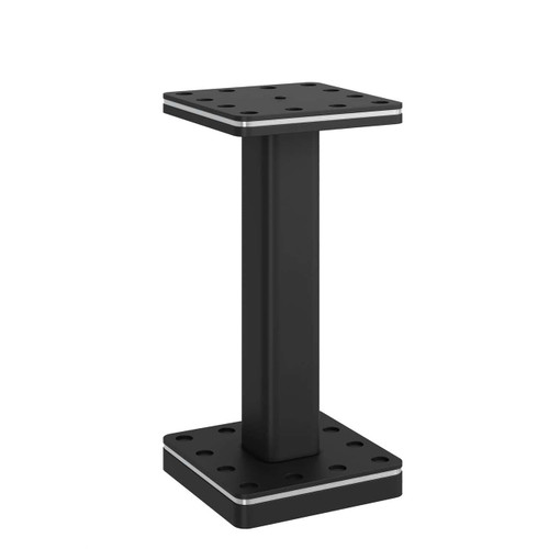 The Deco Floor Cue Rack in black showcases its sharp geometry and chrome inlays, presented on a white background to emphasize its modern, Art Deco-inspired design.