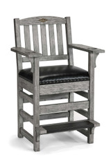 Centennial Chair by Brunswick in Rustic Grey, featuring cool-toned wood with natural texture, built-in armrest storage, and footrest protector—all on clean white background.