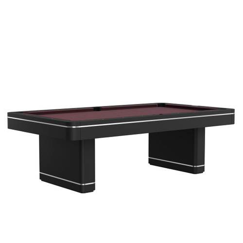 Showcasing the striking Black finish of the Plank & Hide Deco Slate Pool Table, this ¾ view emphasizes its bold, geometric lines and Art Deco-inspired design. The table’s sleek brass or chrome diamond inlays perfectly complement the deep, rich tone of the black finish, making it a commanding presence in any game room. A timeless piece of luxury, Sawyer Twain’s premium craftsmanship ensures this table is as functional as it is visually captivating