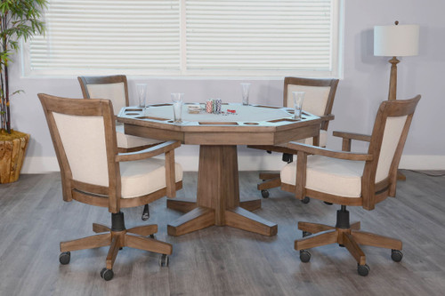 Henry 5-Piece Poker & Dining Table Set with 4 Chairs – Alpine Latte