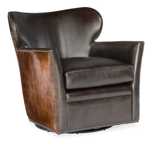 Hooker Furniture Kato Leather Swivel Chair w/ Dark HOH