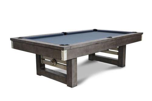 The Bryant Pool Table by Nixon Billiards showcases a contemporary modern design that combines clean, minimalist lines with bold industrial elements. The table’s striking Grayson Grey finish enhances its visual appeal, while the premium slate surface guarantees an exceptional gaming experience. Featuring sleek rectangular pedestal legs, this table exudes timeless elegance with a refined, sturdy frame that suits both modern living spaces and sophisticated game rooms.